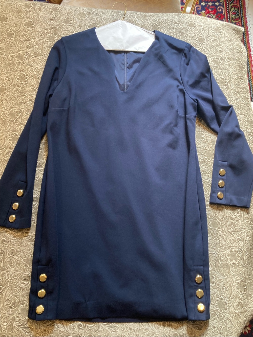 Trina Turk Size 16 Navy Dress with Button Details